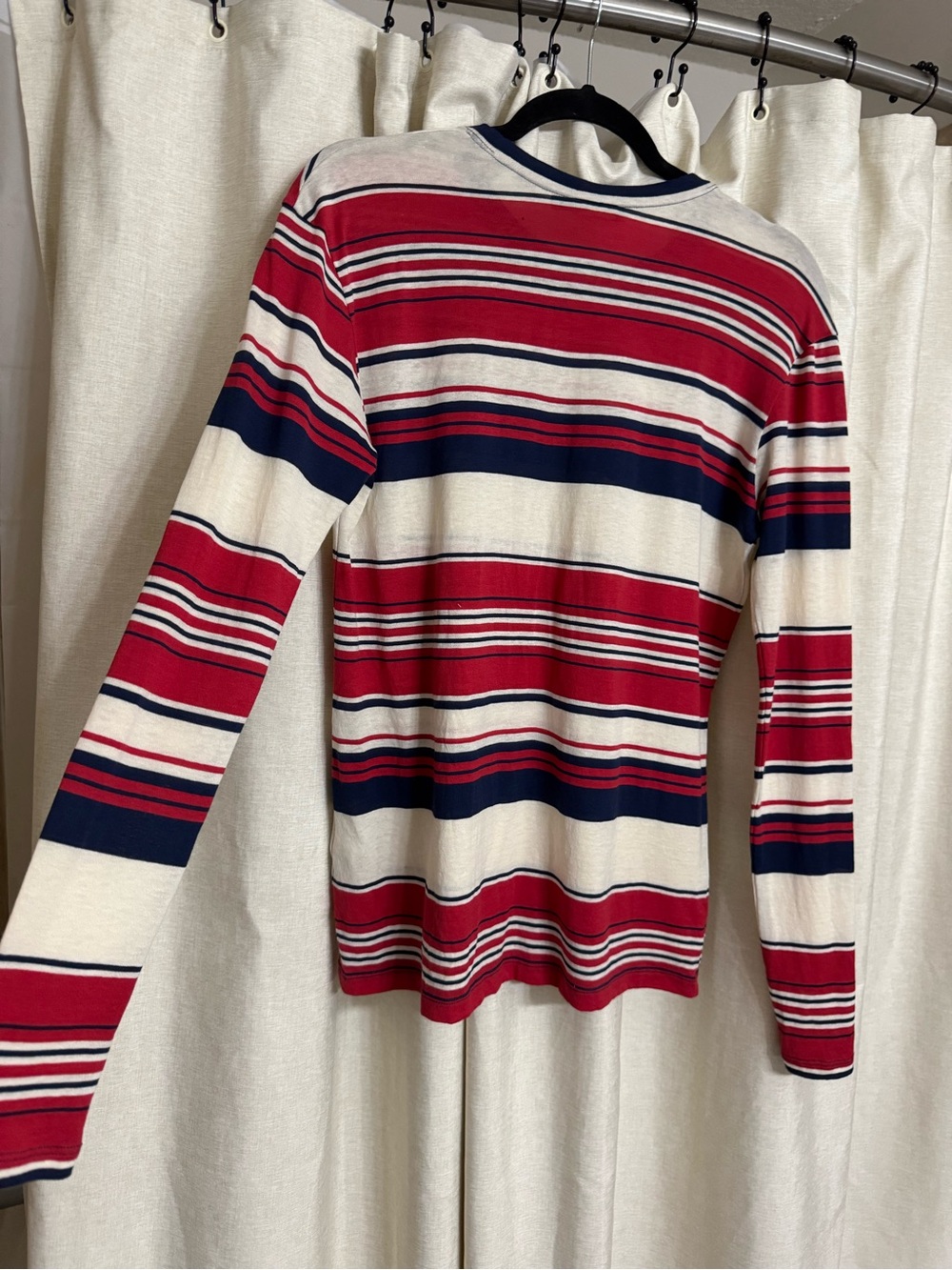 Men's Polo Ralph Lauren Long Sleeve Striped Crewneck Sweater - Red, Navy & Cream
